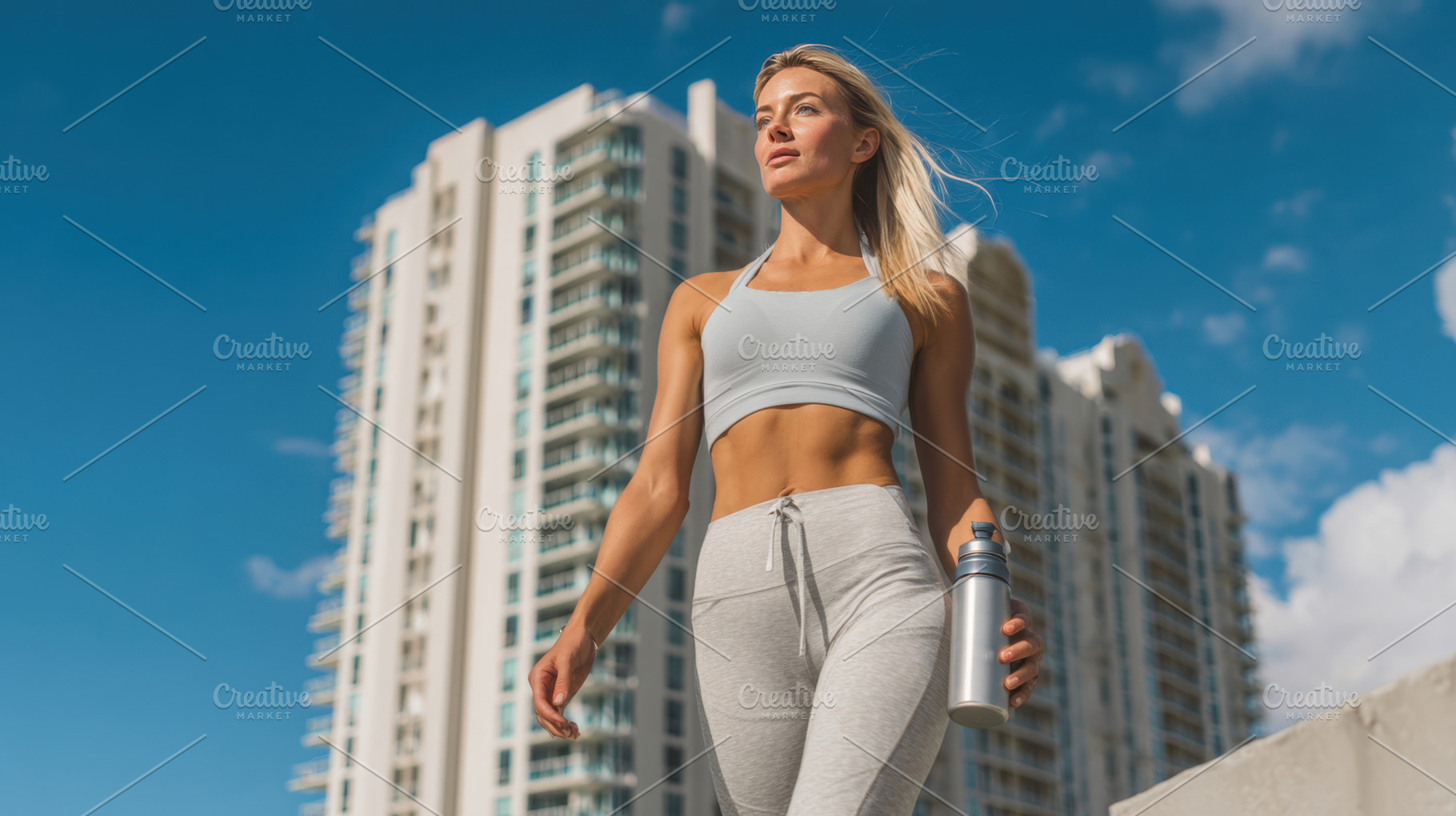 Young woman walking in urban setting, a Photo by Beautiful things