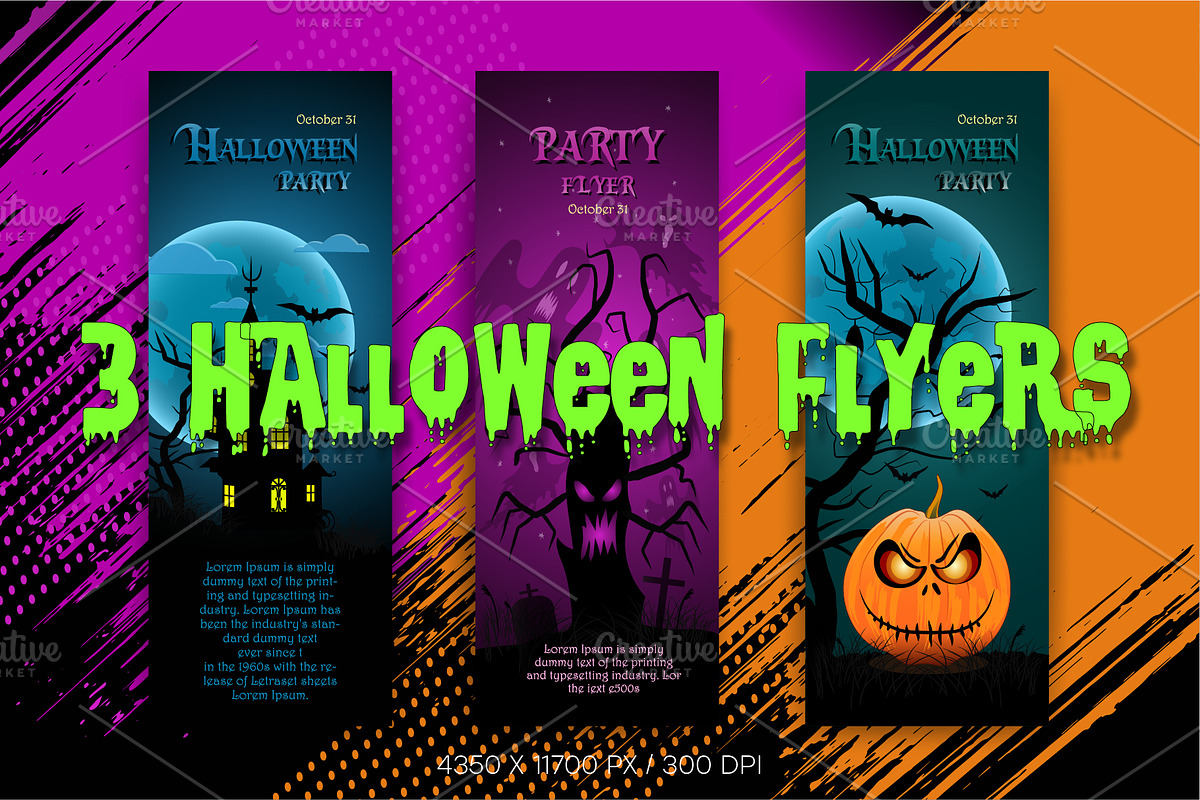 3 Halloween flyers., an Illustration by KENO Mascots (Photo 1 of 4)