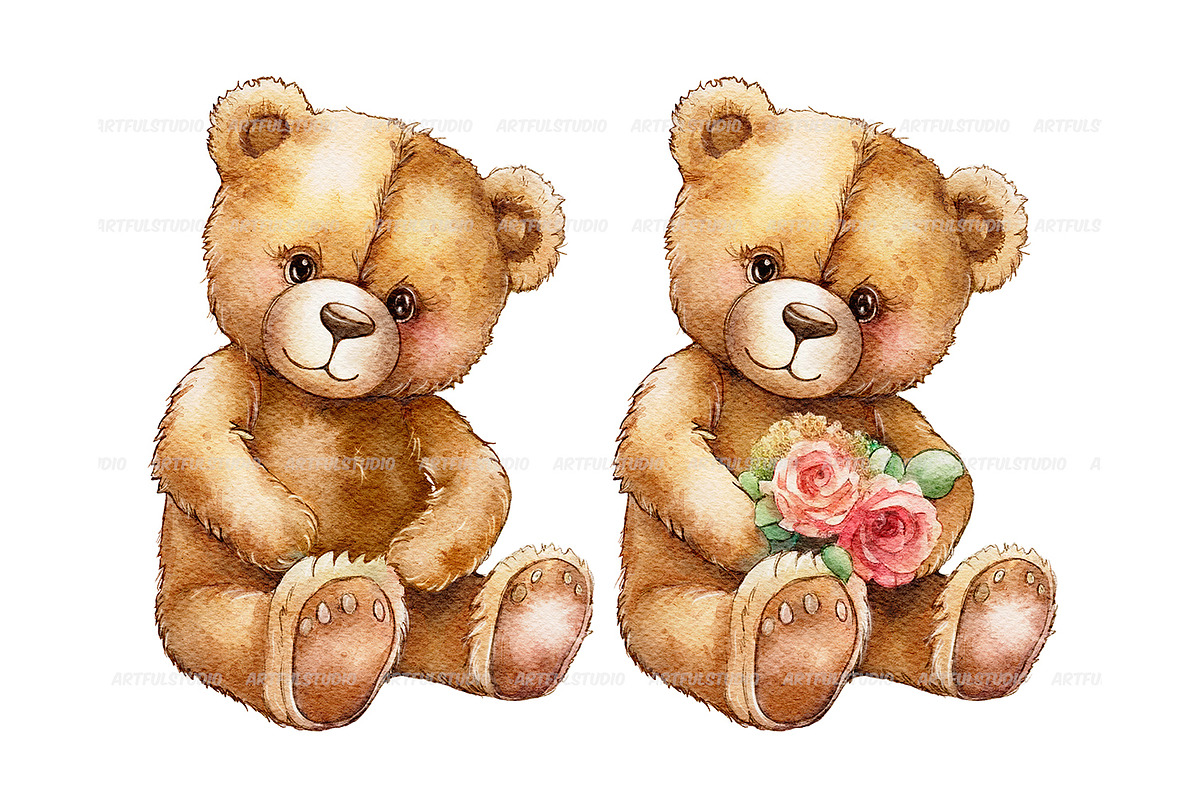 Valentine's day teddy bears clipart, an Animal Illustration by ArtfulStudio (Photo 7 of 10)