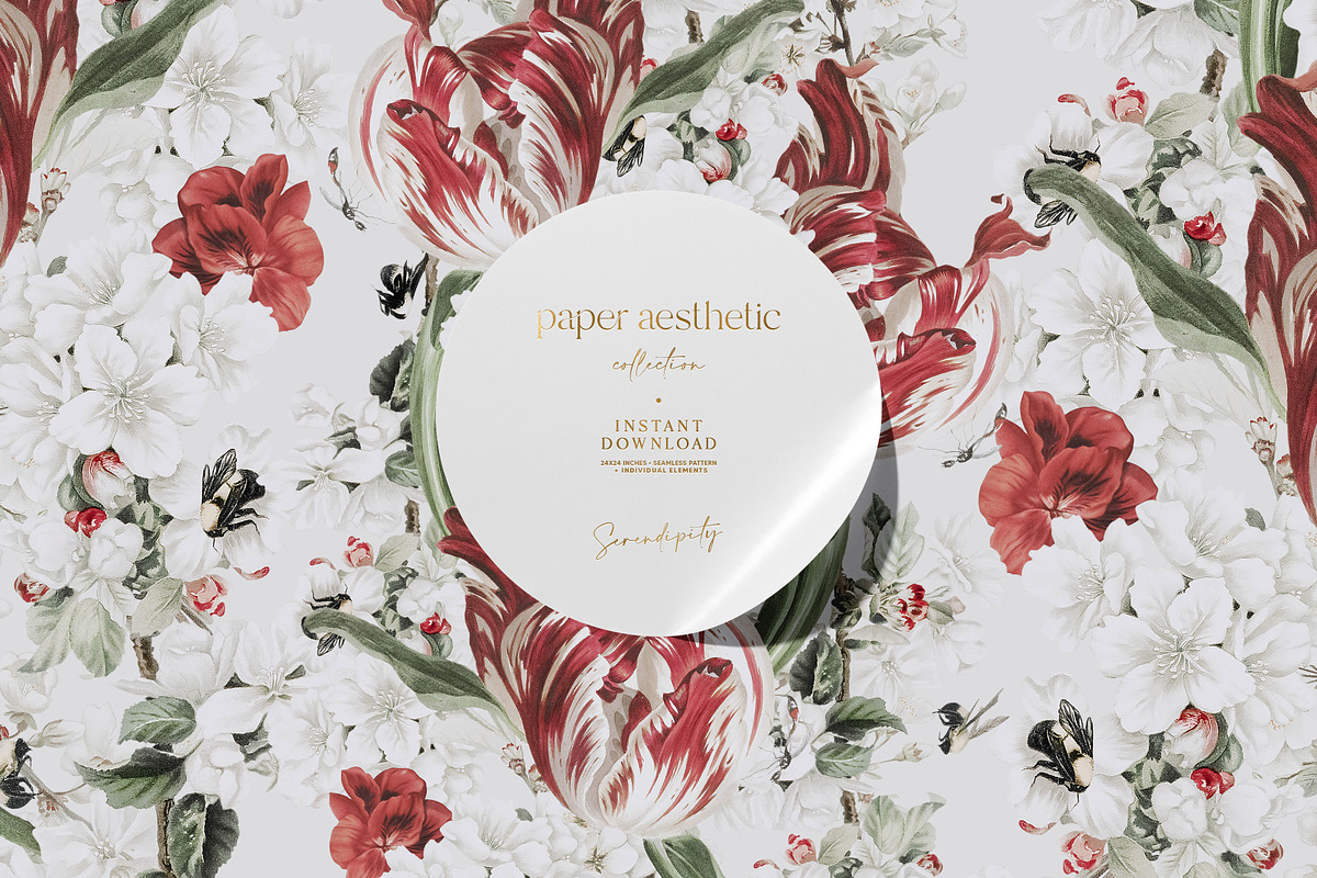 Tulip Flower Blossom Pattern, a Pattern Graphic by paper aesthetic (Photo 1 of 8)