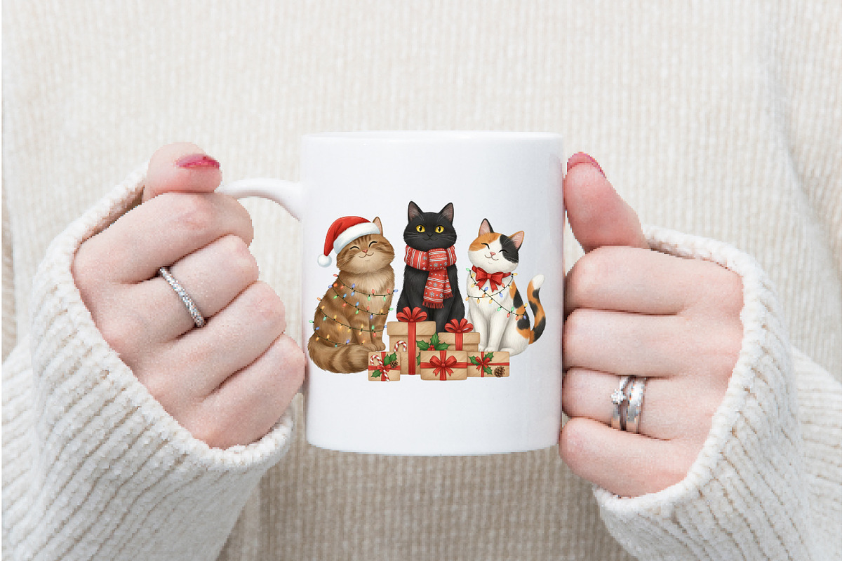 Meowy Christmas Png, an Illustration by Watercolor design (Photo 5 of 5)