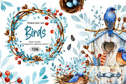 Christmas winter birds watercolor, a Wallpaper Graphic by Artmanata (Thumbnail 1 of 16)