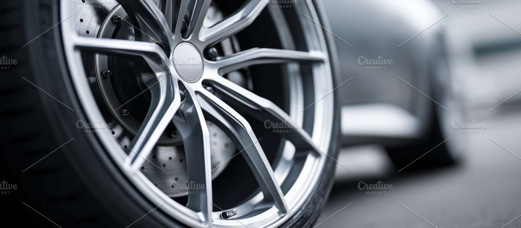 Close up of a modern car wheel with, a Transportation Photo by MistyDay