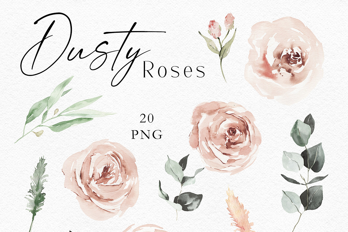 Dusty Roses Boho Watercolor, an Object Illustration by Olga Koelsch (Photo 10 of 13)