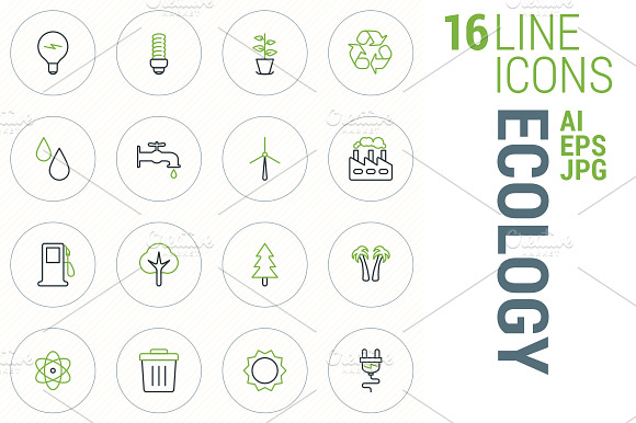 16 Line Icons Ecology