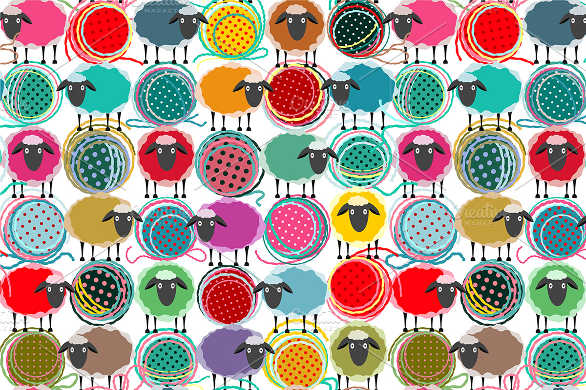 Seamless Sheep Patterns Collection