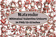 Whimsical Valentine Unicorn Clipart, an Illustration by Design Market (Thumbnail 1 of 3)