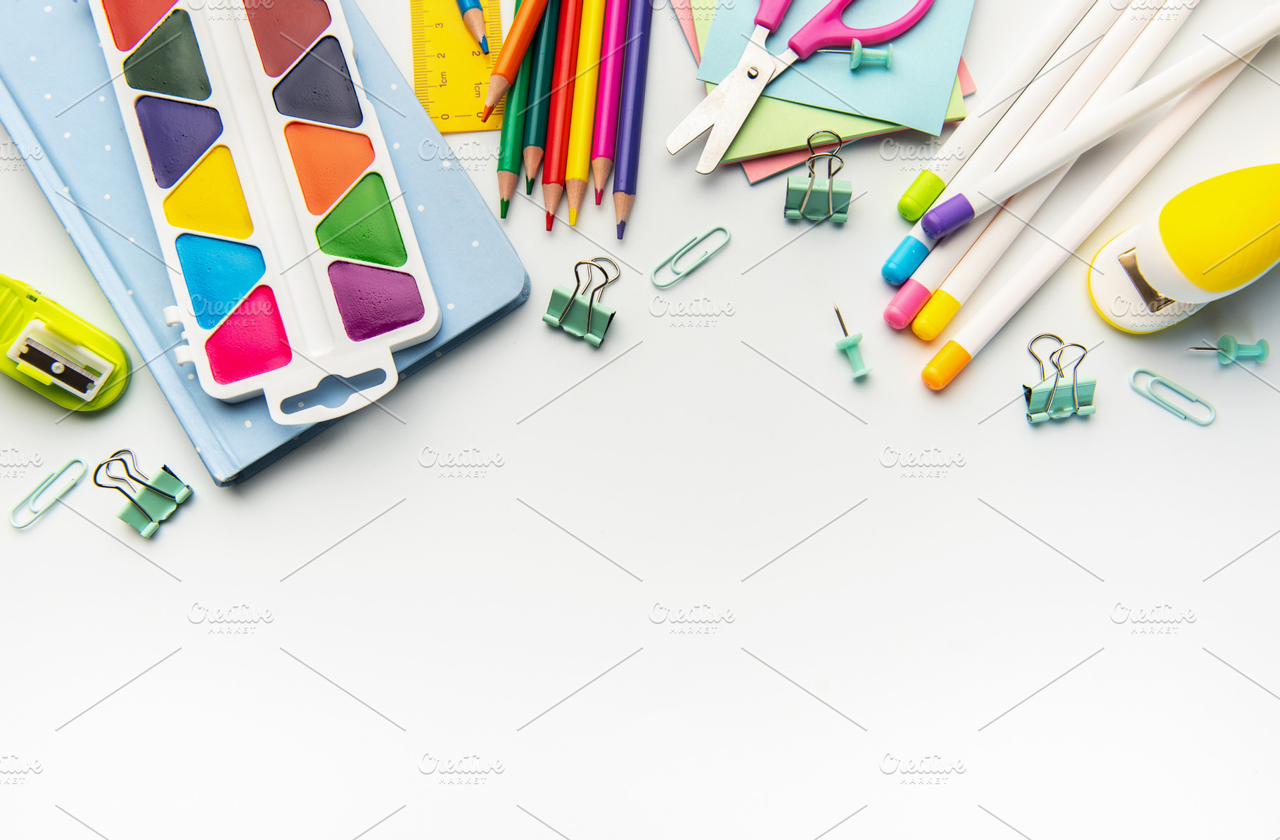 School supplies and stationery items for education concept, a School & Education Photo by Olena Rudo