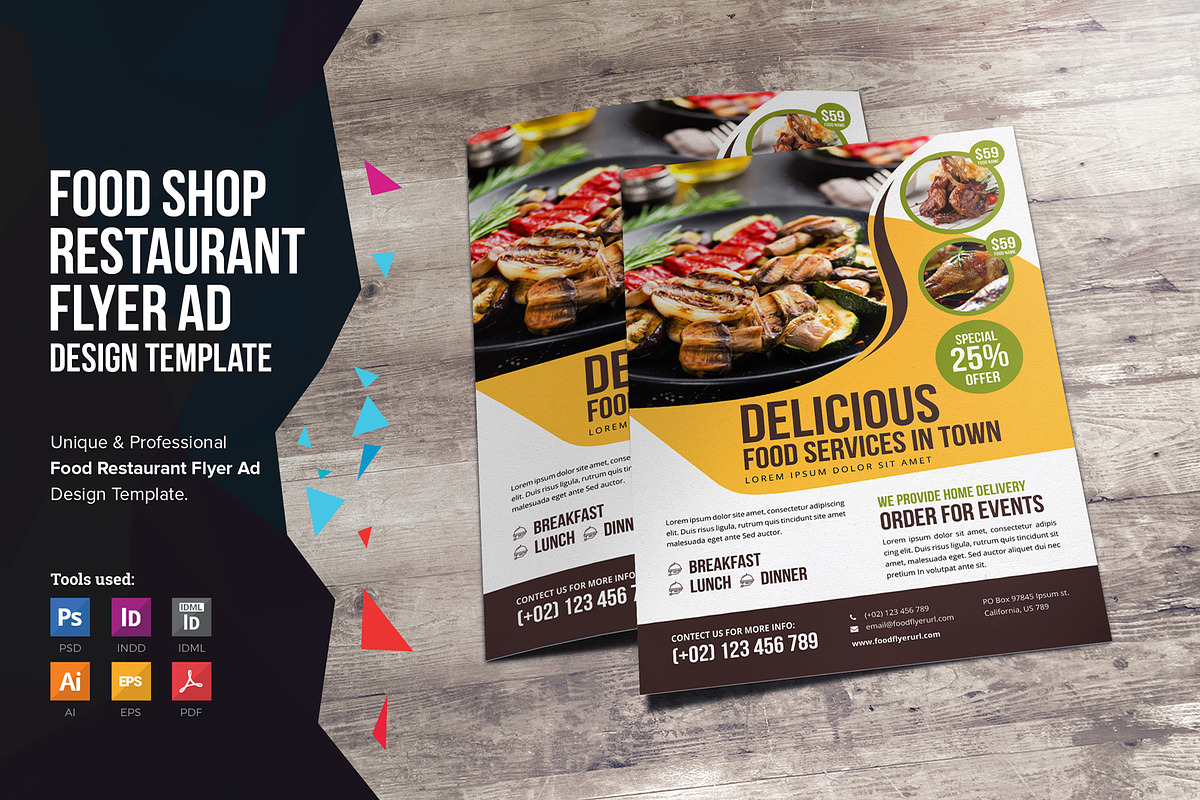 Food Restaurant Flyer Design v2, a Flyer Template by Miyaji75 (Photo 1 of 5)