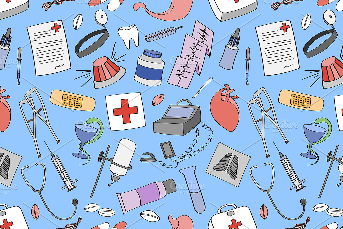 Doodle pattern Medical, a Pattern Graphic by Netkoff
