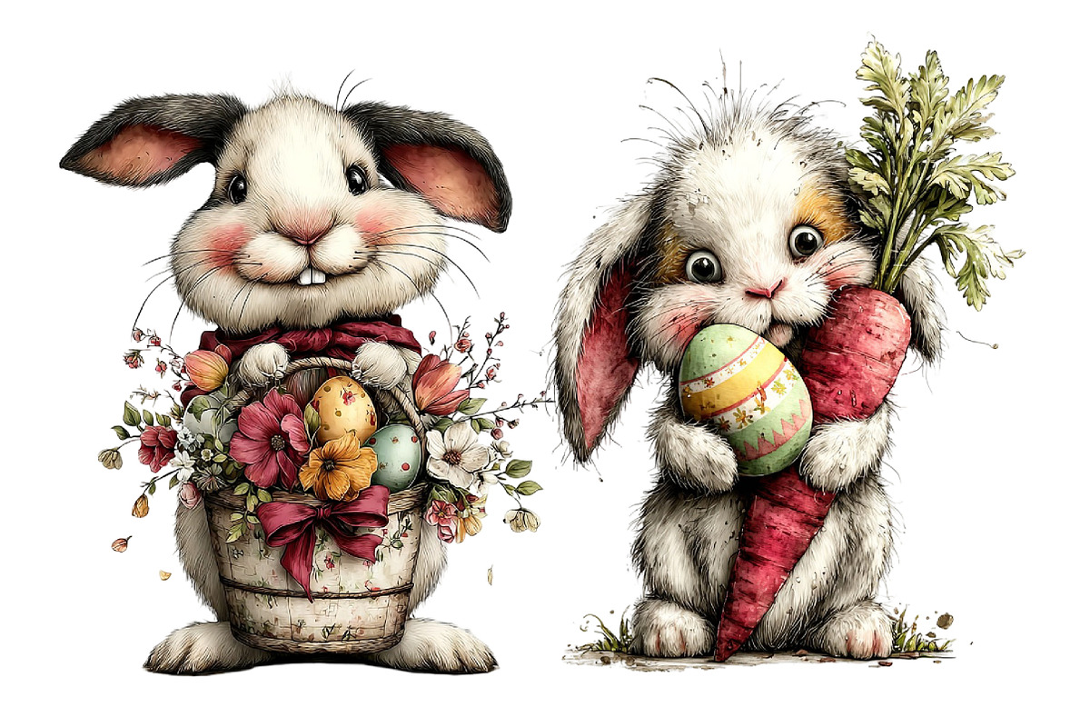 Whimsical Easter Bunny Clipart, an Illustration by Dream Creation (Photo 7 of 7)