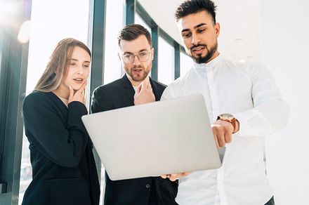 Group of young multiracial office, a Photo by borodai94