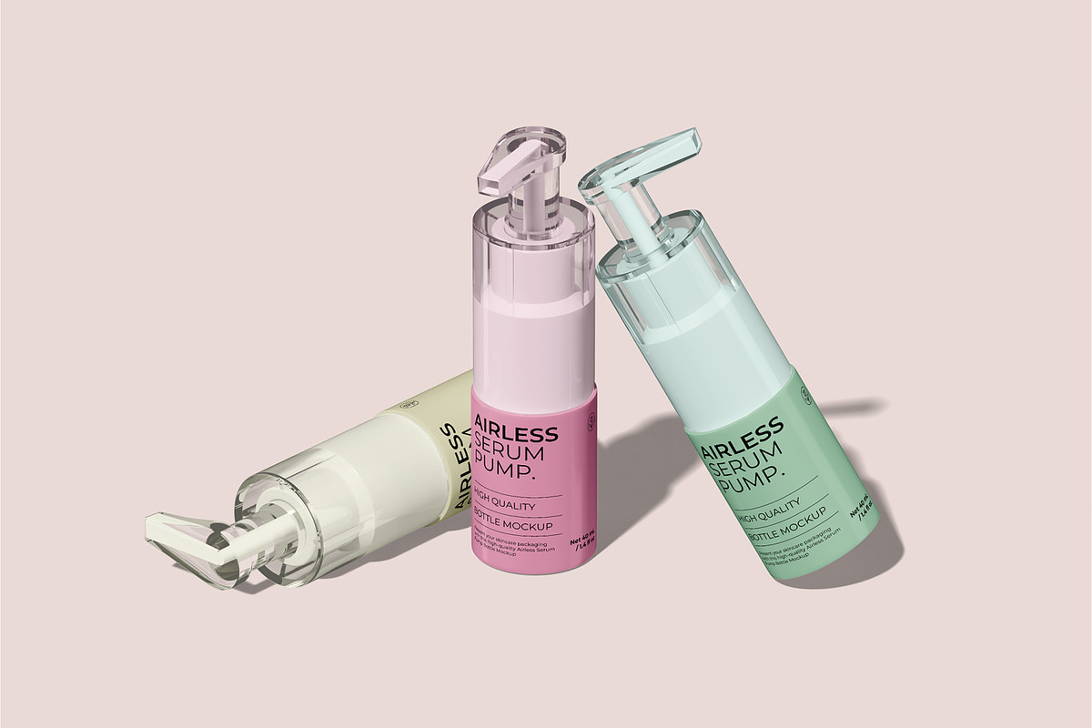 Airless Serum Pump Bottle Mockup, a Packaging Mockup by Permadi Creative (Photo 2 of 5)