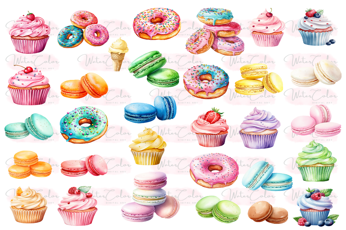 The Cute Sweets Collection Clipart, a Food Illustration by Watercolor Digital (Photo 10 of 18)