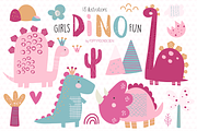 Girls Dino fun clipart, a Decorative Illustration by Poppymoondesign (Thumbnail 1 of 3)