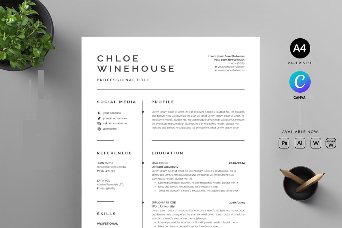 ATS Resume For Google Docs And Word, a Resume Template by Blackcloud_Creations (Photo 1 of 6)
