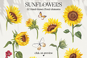 SUNFLOWERS watercolor elements, an Illustration by Elena_Sedova (Thumbnail 12 of 14)