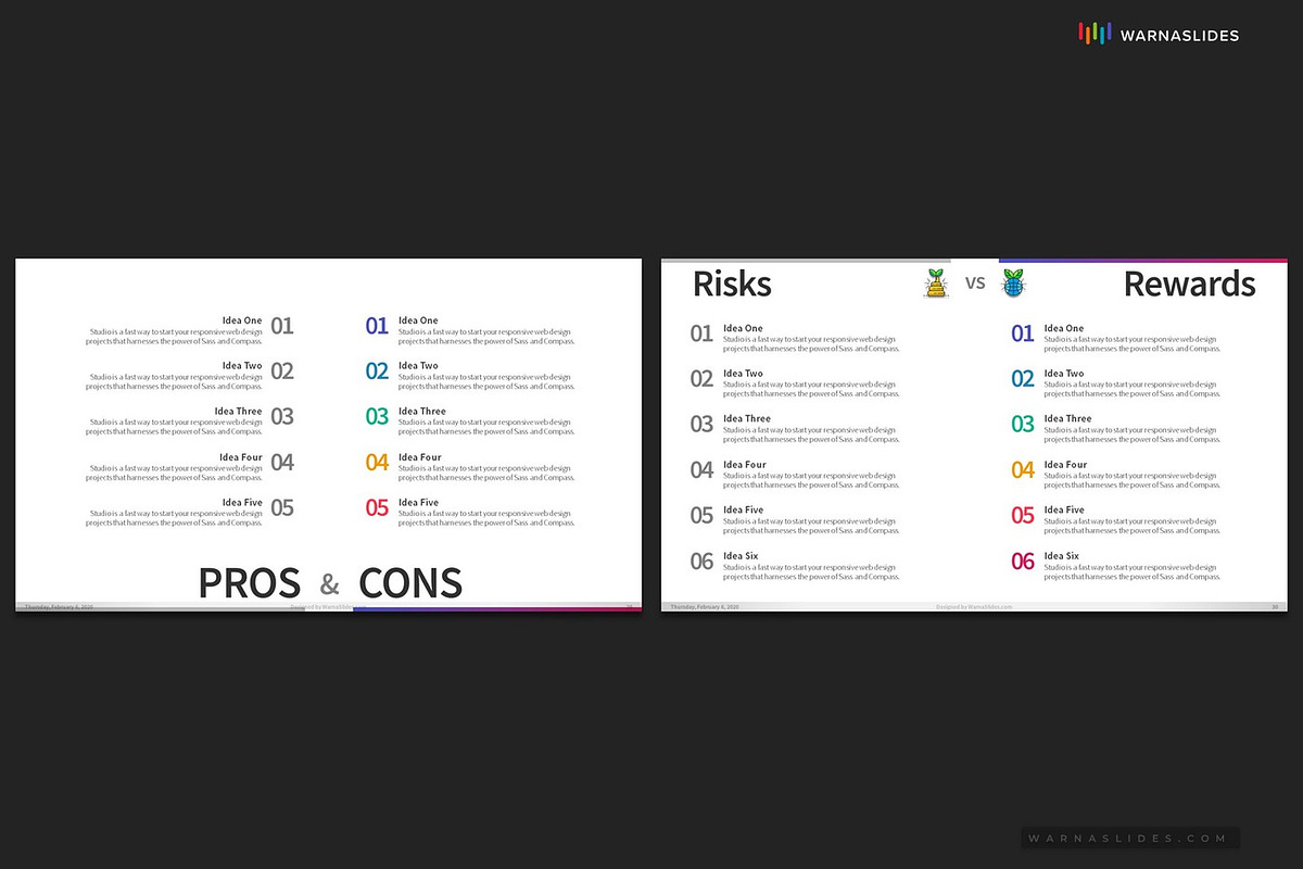 Pros & Cons PowerPoint Templates, a Presentation Template by Warna Works (Photo 7 of 7)