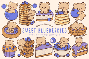 Bear Blueberry Dessert Clipart, an Animal Illustration by Blumensdiary