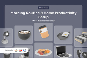 Morning Routine Productivity 3D Icon, an Object Illustration by twinstd