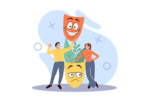 Social behavior. Human moods, a Person Illustration by YummyBuum