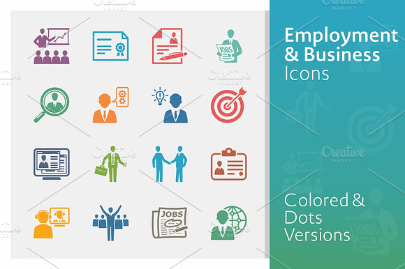 Colored Employment Business Icons