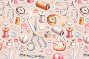Hand drawn sewing tools, a Texture Illustration by Sundra (Thumbnail 4 of 8)