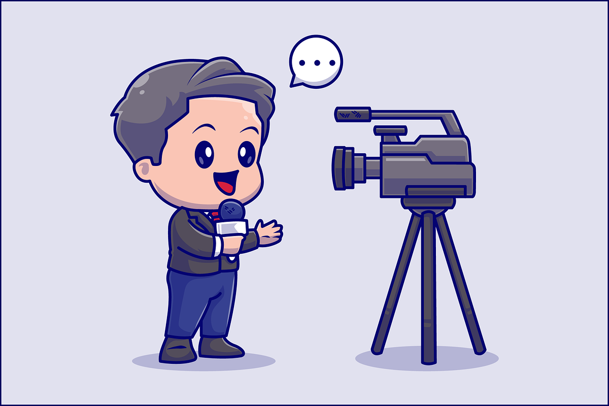 Cute Reporter Broadcasting News, a Person Illustration by Catalyst Labs
