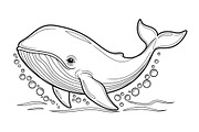 Whale Line Art Vector Bundle, an Illustration by yasushie (Thumbnail 5 of 51)