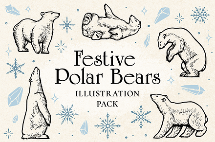 Festive Polar Bears Illustrations