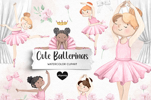 Cute Ballerina Watercolor Clipart
