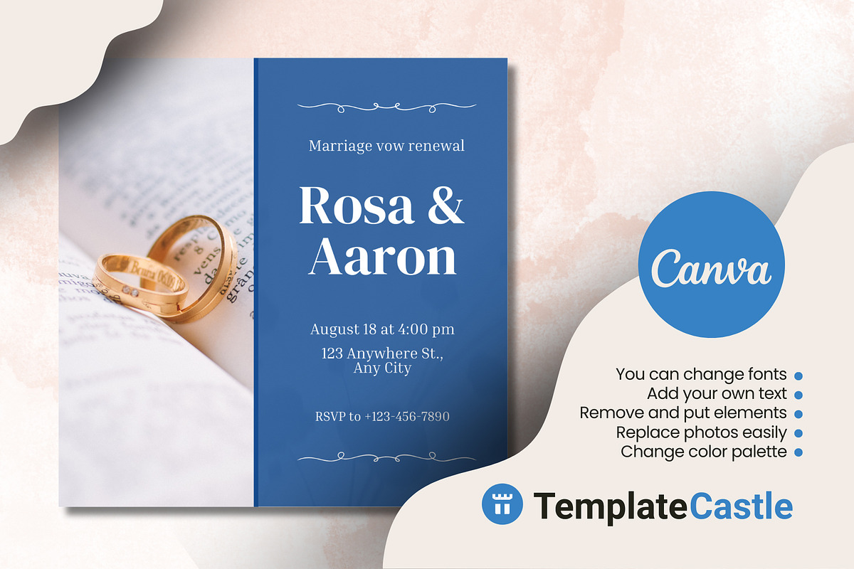 Marriage Vow Renewal Invitation, a Design Template by TemplateCastleStore (Photo 2 of 2)