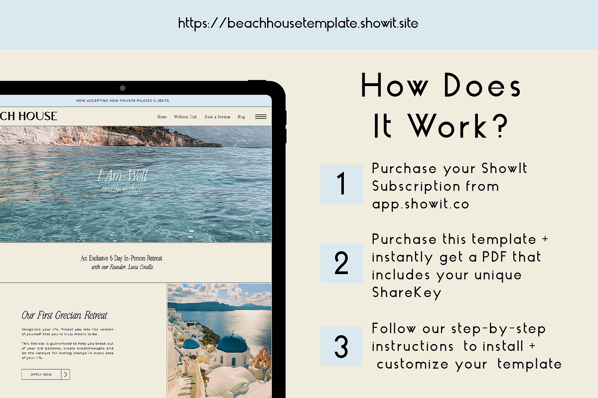 Beach House ShowIt Website Template Scribble Society
