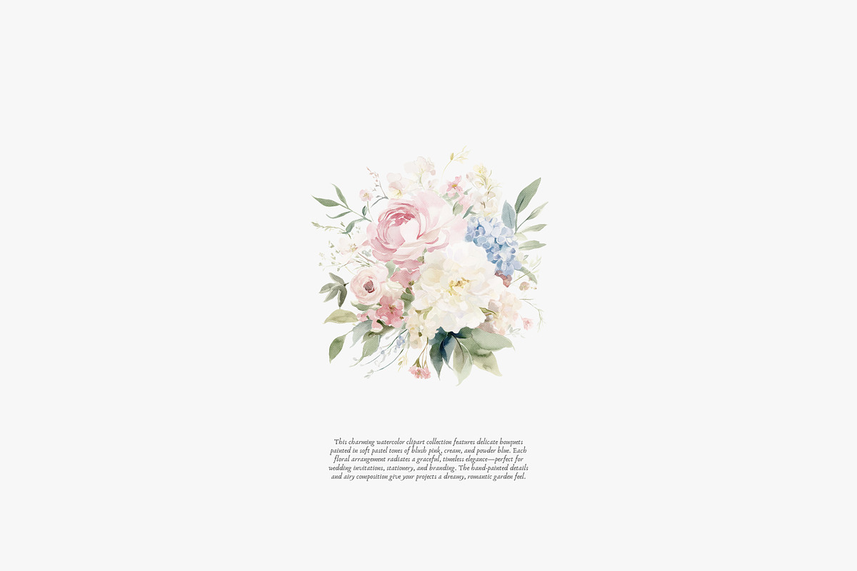 Romantic pastel floral clipart set, a Decorative Illustration by Patishop Art (Photo 3 of 9)