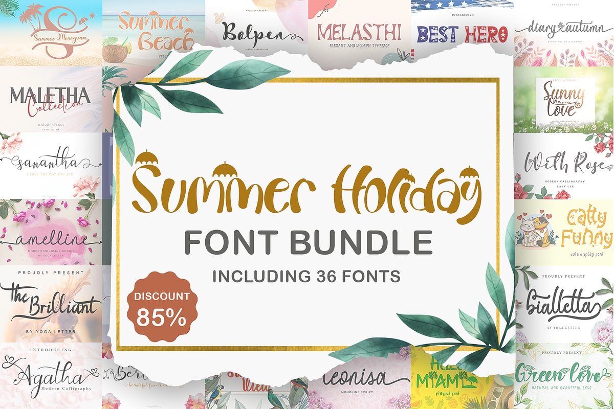 Summer Holiday Font Bundle, a Script Font by Yoga Letter