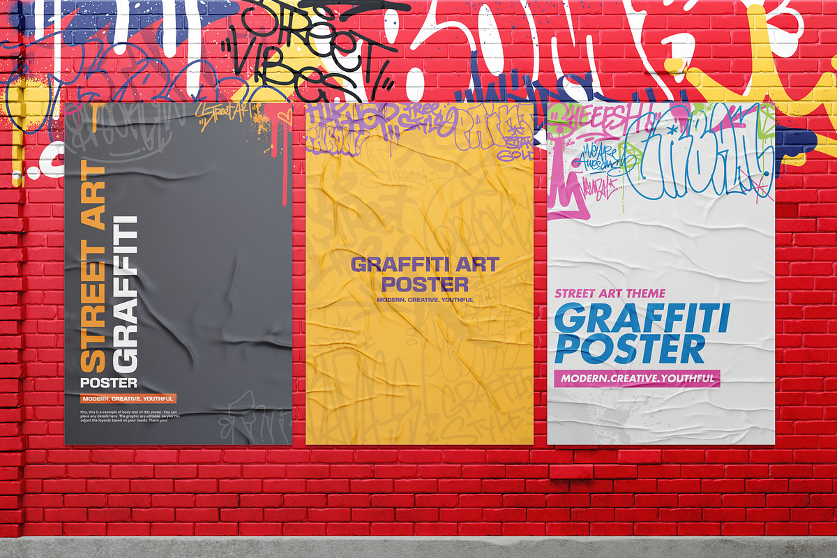 Bundle 16 Graffiti Poster Templates, a Poster Template by MEAS7 Artwork (Photo 3 of 7)