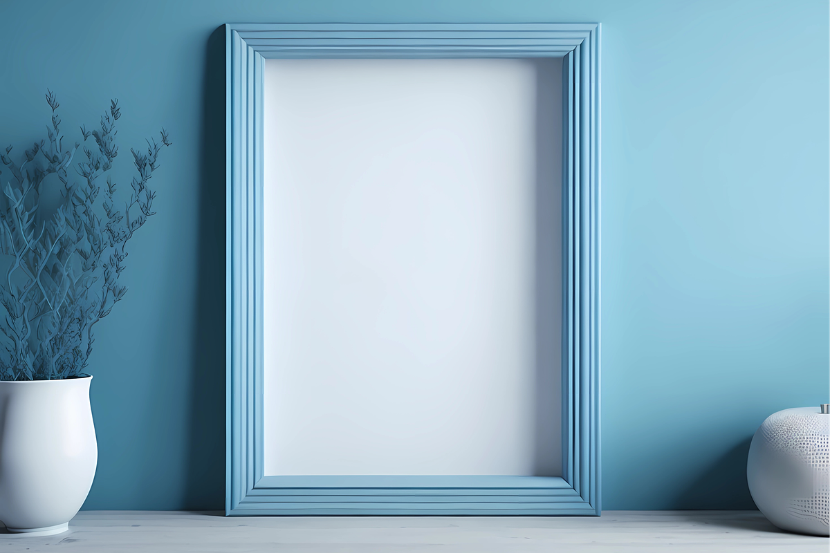 Blue Wall Mockup, Poster Mockup, a Print Template by Ali's Designs (Photo 2 of 3)