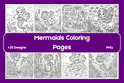 Mermaid Coloring Pages, a Person Illustration by BerryPieArt (Thumbnail 1 of 3)