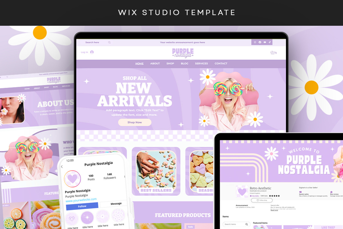 Retro Purple Y2K Website Template, a Wix Template by Template Twist Shop (Photo 1 of 10)