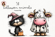 Halloween Animals PNG Clipart Bundle, a Seasonal Illustration by Nicolle's Colorful Art (Thumbnail 1 of 5)