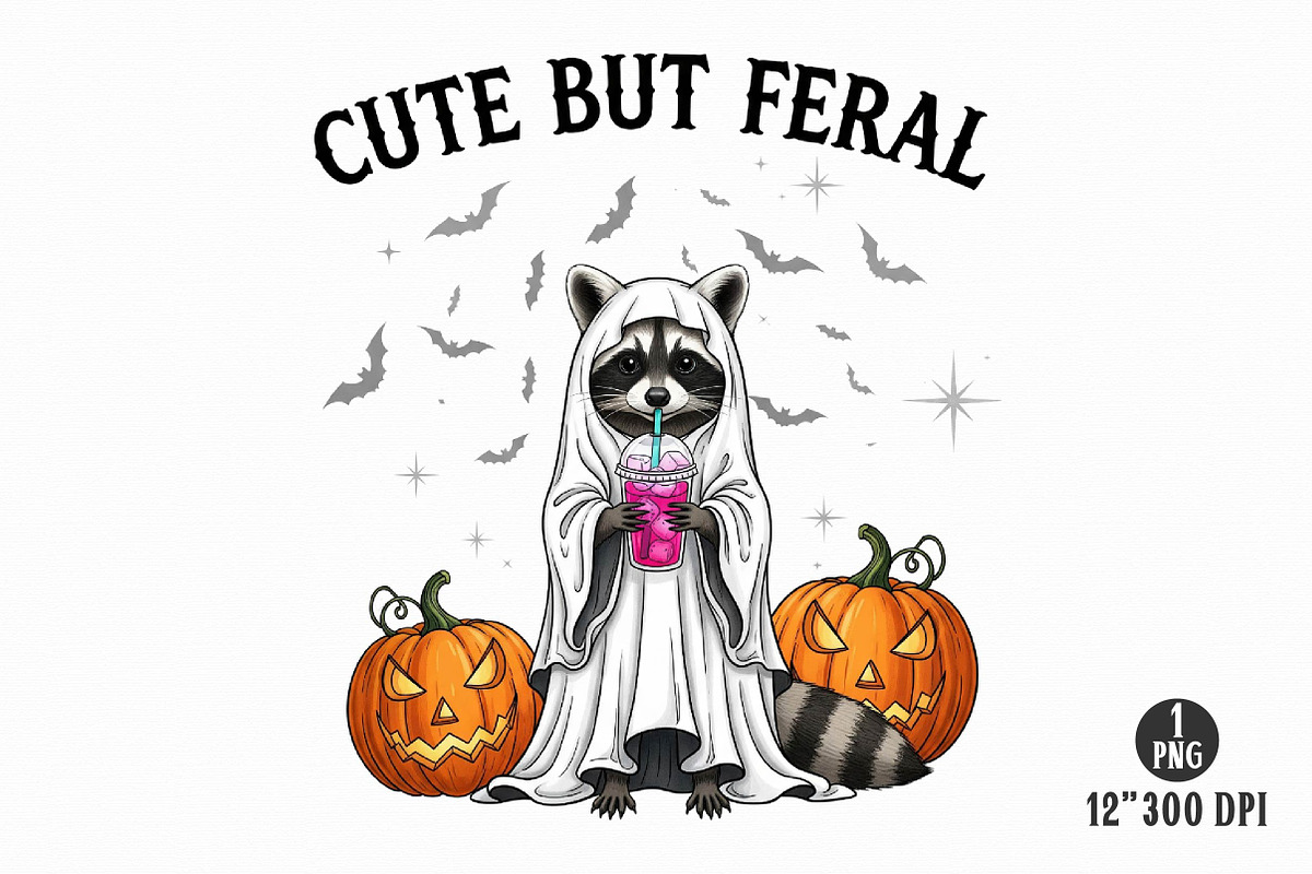 Vintage Halloween Raccoon PNG Bundle, an Illustration by Dream Creation (Photo 12 of 16)