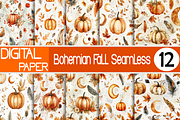Watercolor Bohemian Fall Seamless, a Pattern Graphic by Printable Treasure (Thumbnail 1 of 3)