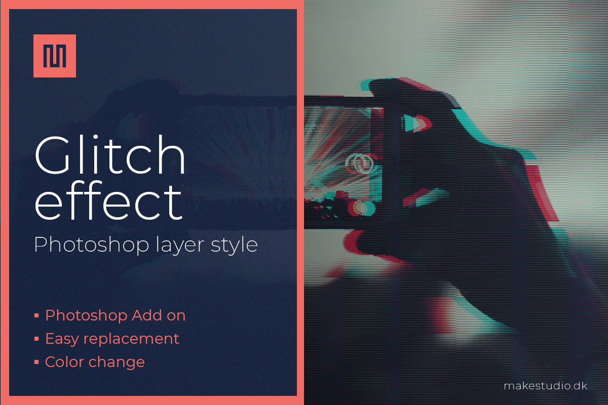 Glitch effect - Photoshop effect, a Layer Style Add-On by Makestudio (Photo 2 of 6)