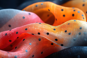 Colorful silk scarf with polka dots, a Photo by Tanuart