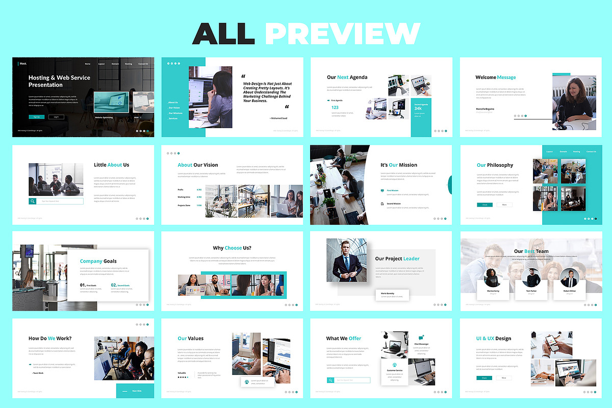 Host Web Hosting Google Slides, a Presentation Template by Giant Design