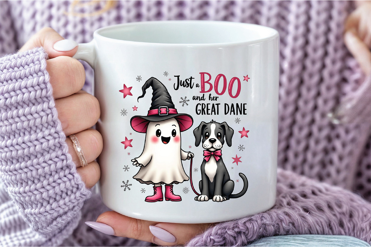 Retro Ghost Walking Great Dane Hallo, an Illustration by Libby Wishes (Photo 2 of 5)