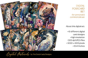 Enchanted Crystal Animals Postcards