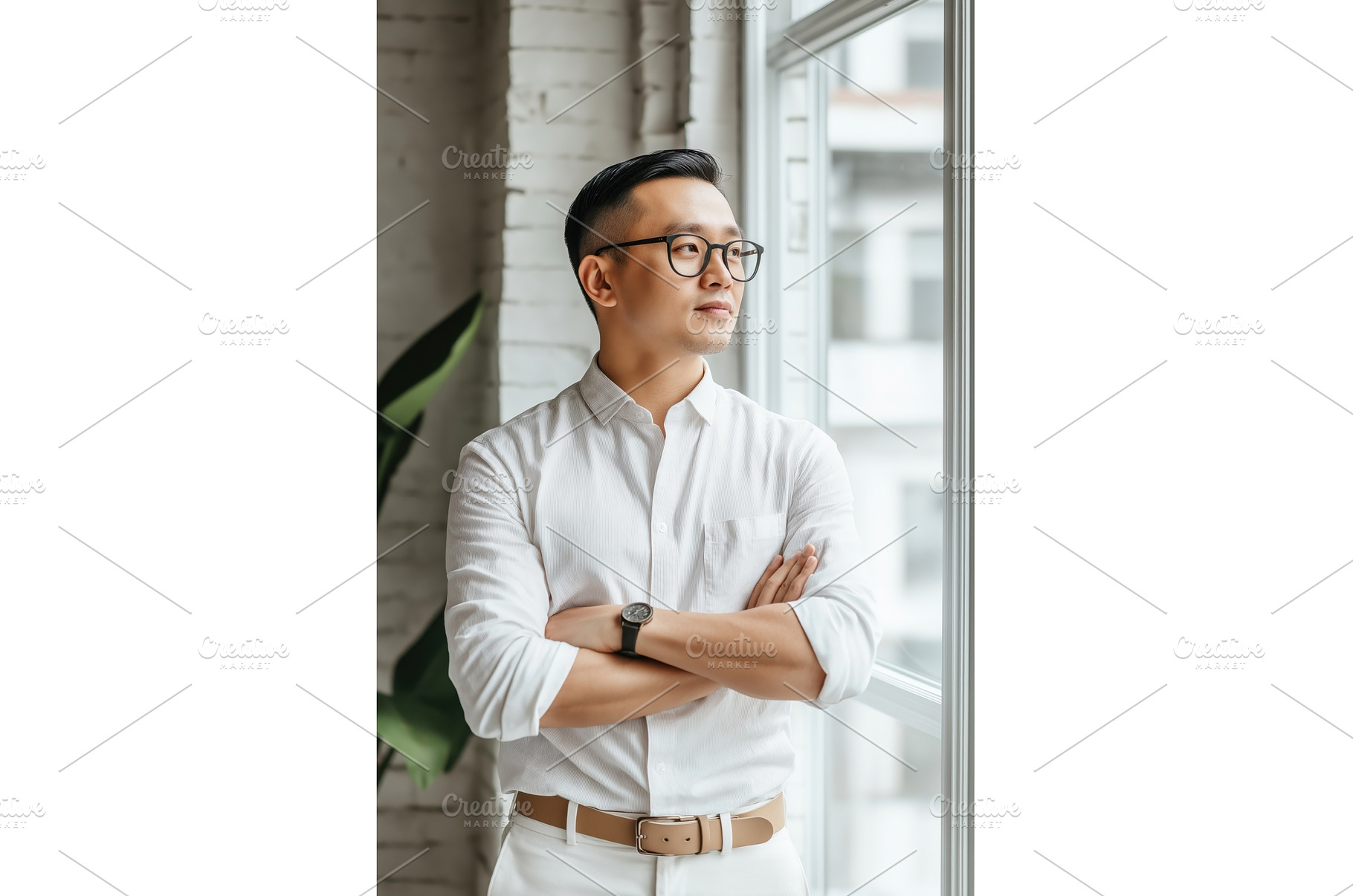 Asian businessman in a white shirt, a Person Photo by Sergey Kotenev