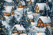 Watercolor Cozy Christmas Village, a Background Graphic by Printable Treasure (Thumbnail 3 of 9)