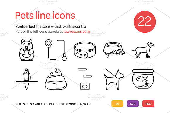 Pets Line Icons Set
